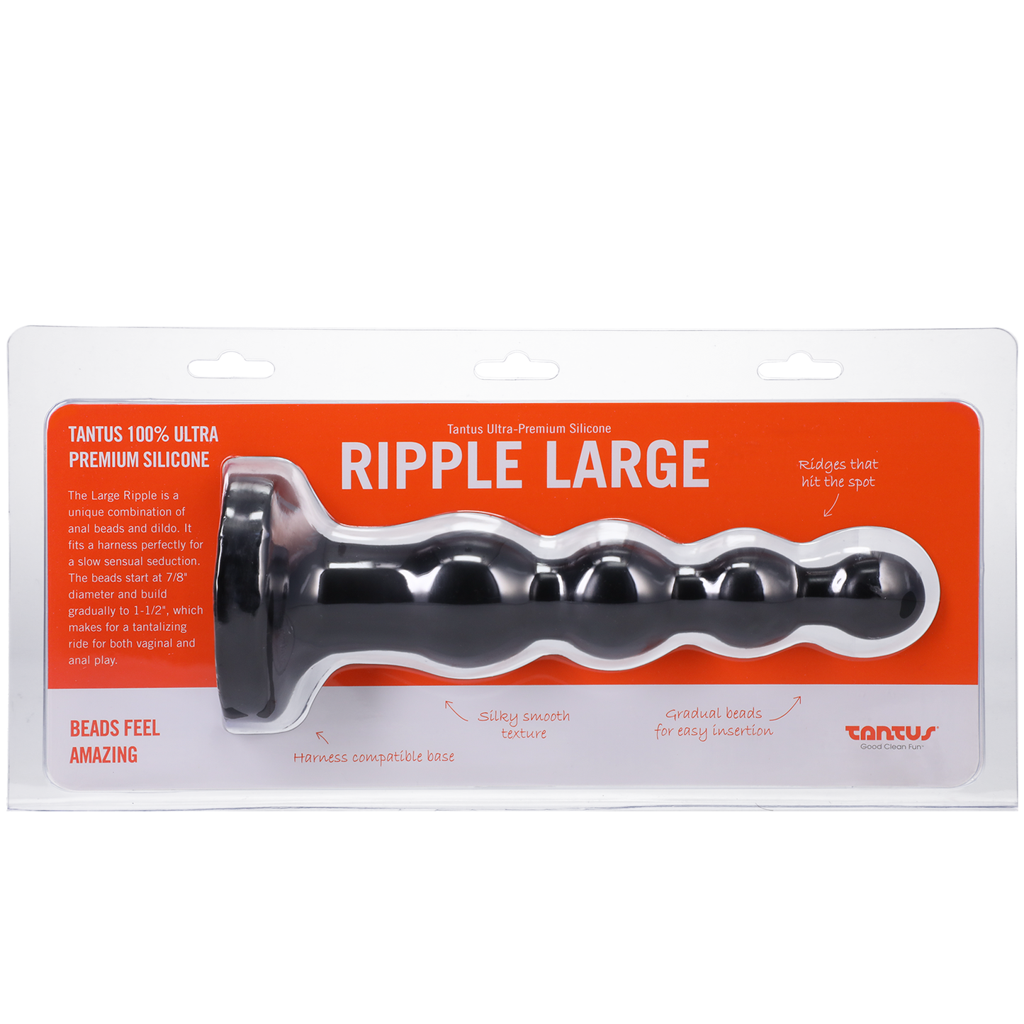 Tantus Silicone Large Ripple Butt Plug Black - Anal Toys - The Naughty & Nice District - Adult Sex Toy Store