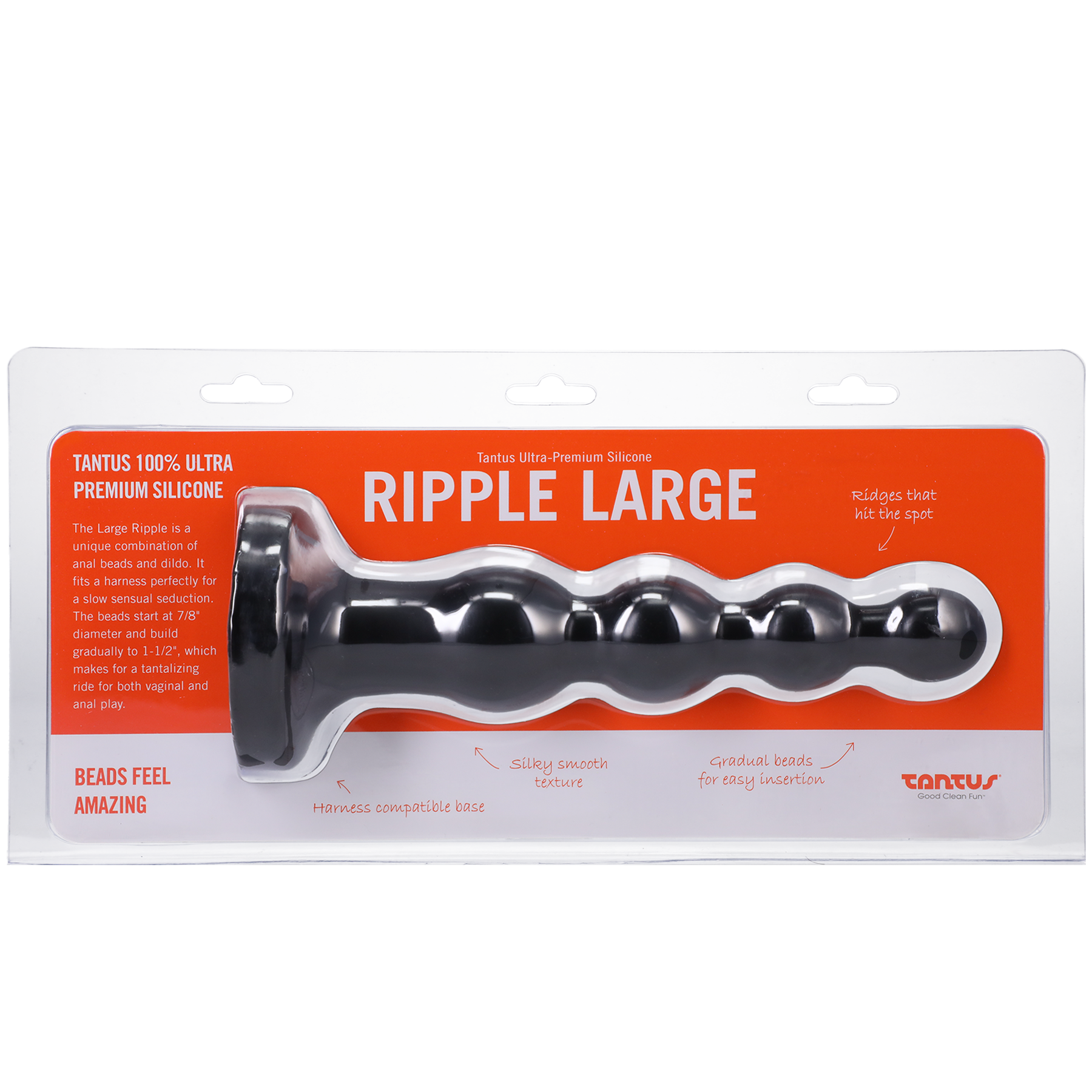 Tantus Silicone Large Ripple Butt Plug Black - Anal Toys - The Naughty & Nice District - Adult Sex Toy Store