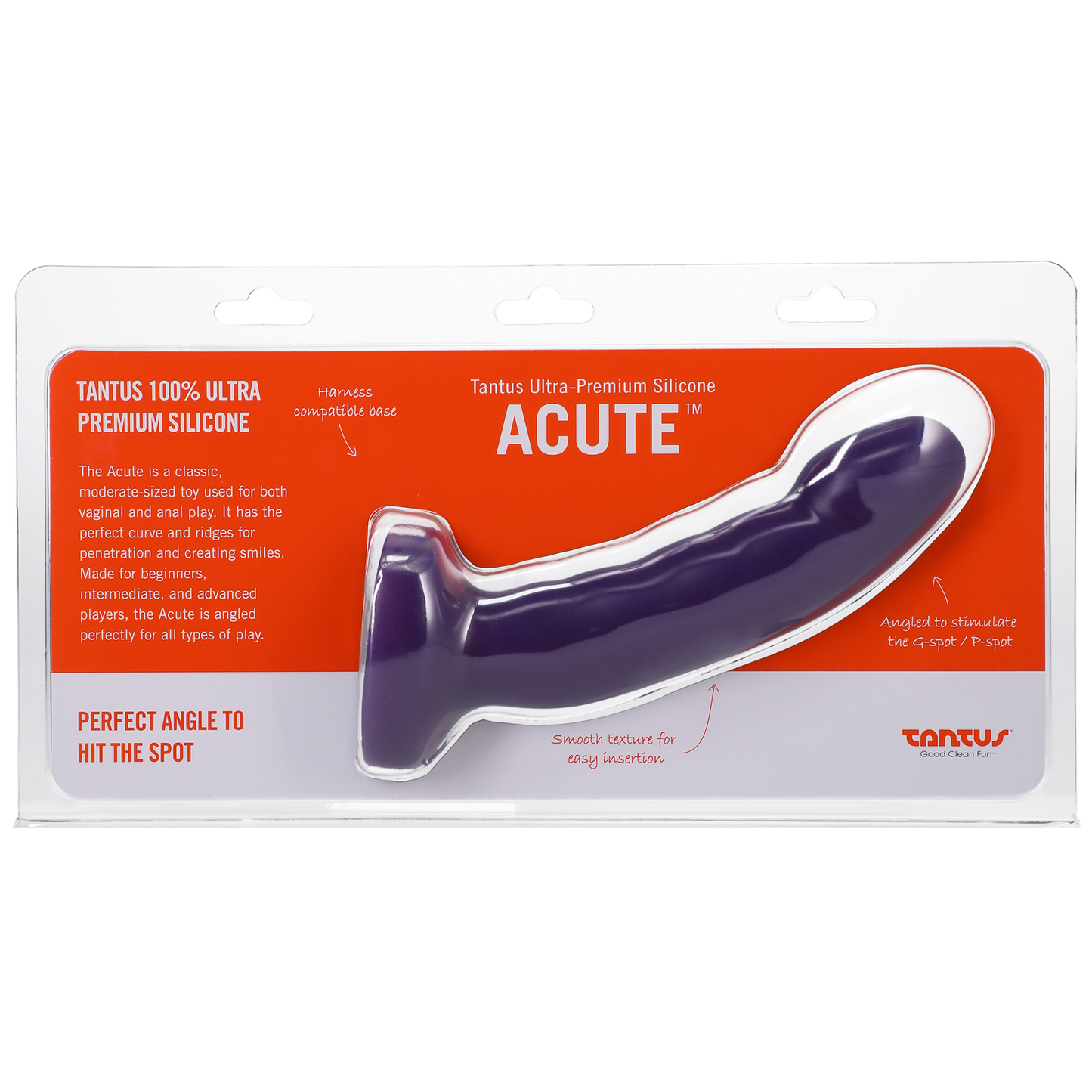 Acute Dildo by Tantus - Smooth & Angled Silicone Dildo for Vaginal & Anal Play, Harness Compatible - Dildo - The Naughty & Nice District - Adult Sex Toy Store