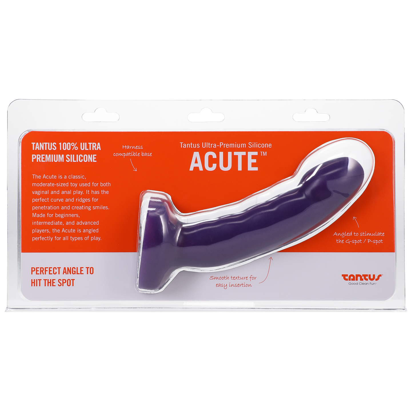 Acute Dildo by Tantus - Smooth & Angled Silicone Dildo for Vaginal & Anal Play, Harness Compatible - Dildo - The Naughty & Nice District - Adult Sex Toy Store