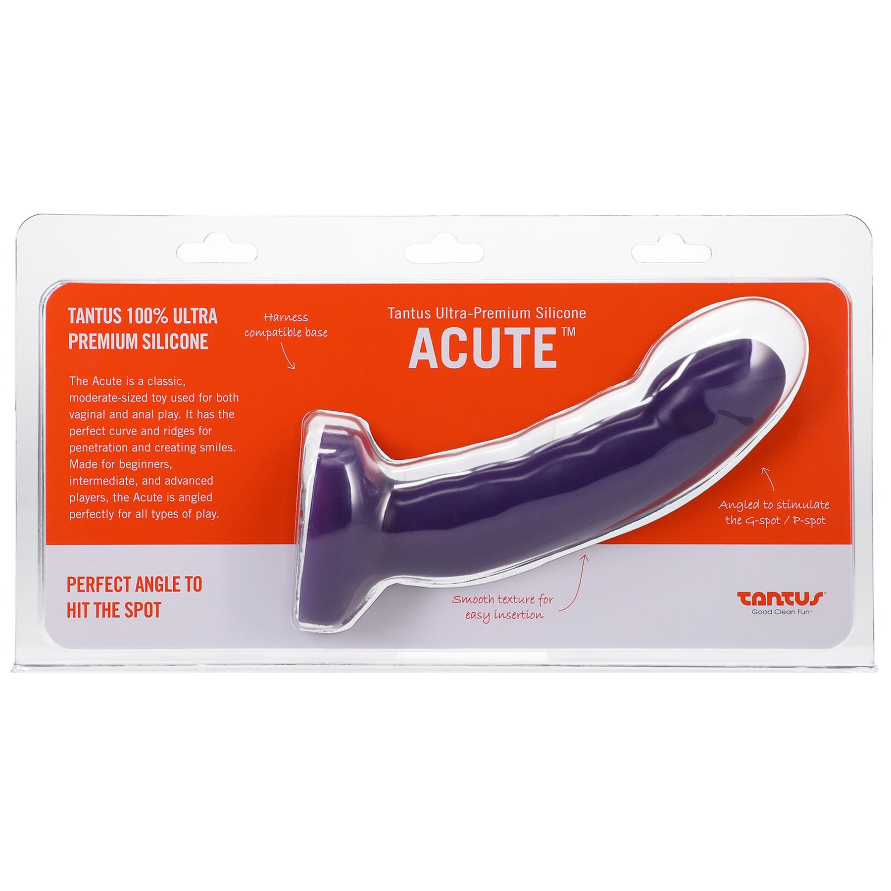 Acute Dildo by Tantus - Smooth & Angled Silicone Dildo for Vaginal & Anal Play, Harness Compatible - Dildo - The Naughty & Nice District - Adult Sex Toy Store