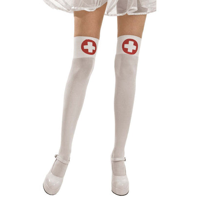 White Nurse Thigh High Costume Tights - Stockings / Tights - The Naughty & Nice District - Adult Sex Toy Store