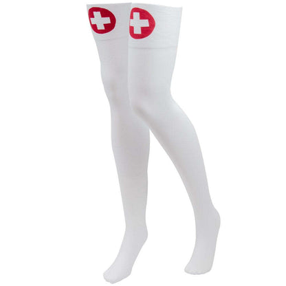 White Nurse Thigh High Costume Tights - Stockings / Tights - The Naughty & Nice District - Adult Sex Toy Store