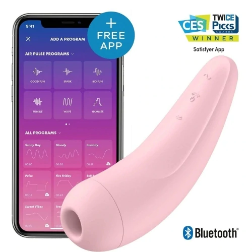 Satisfyer, Curvy 2+ Pink - Clitoral Pleasure with a balance of air-pulse stimulation and intense vibrations. - Clitoral Pulse - The Naughty & Nice District - Adult Sex Toy Store