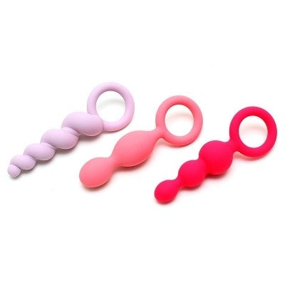 Satisfyer, Booty Call (set of 3) (Colored) - pink, purple, red - Anal Toys - The Naughty & Nice District - Adult Sex Toy Store