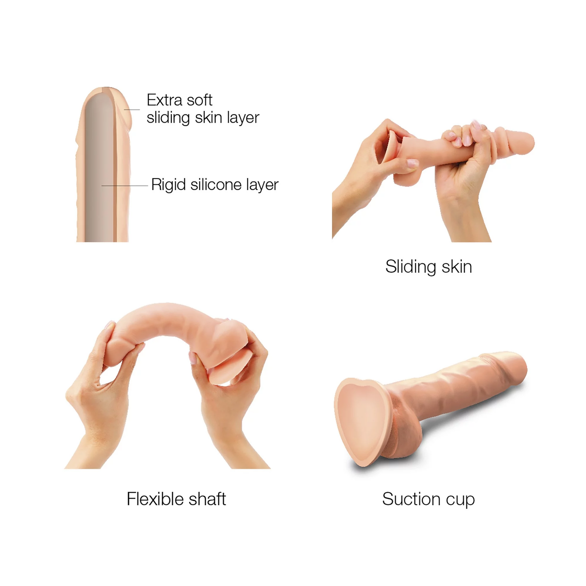 SLIDING SKIN REALISTIC DILDO VANILLA XXL - Dongs & Dildos - The Naughty & Nice District - Adult Sex Toy Store