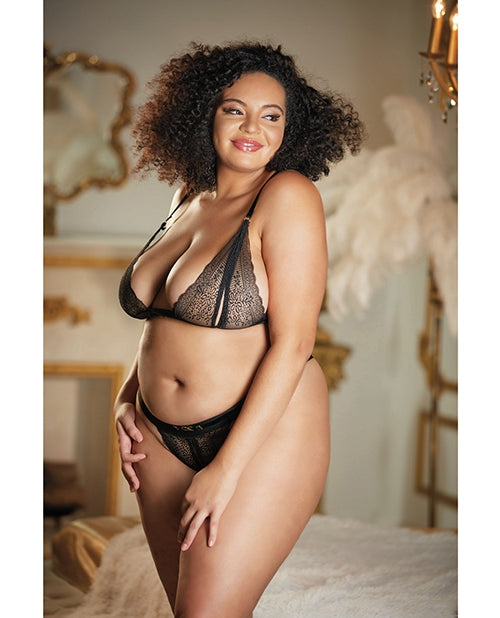 Allure Lace Peek a Boo Bralette & Panty Black QN - Bra & Panty Sets - The Naughty & Nice District - Adult Sex Toy Store