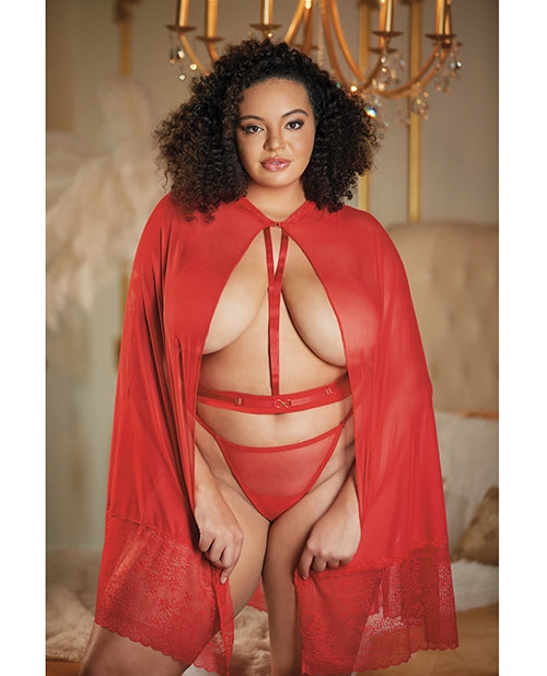 Allure Lace & Mesh Cape w/Attached Waist Belt (G-String NOT included) - Robes - The Naughty & Nice District - Adult Sex Toy Store