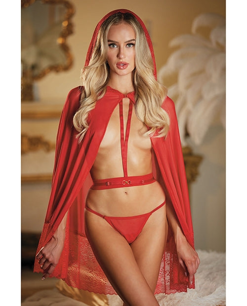 Allure Lace & Mesh Cape w/Attached Waist Belt (G-String NOT included) - Robes - The Naughty & Nice District - Adult Sex Toy Store