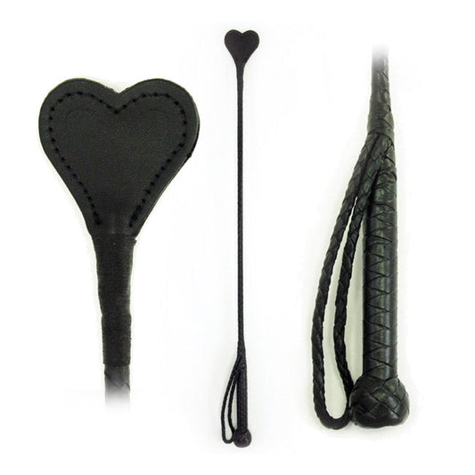 Riding Crop Heart Leather 26in - BDSM - The Naughty & Nice District - Adult Sex Toy Store