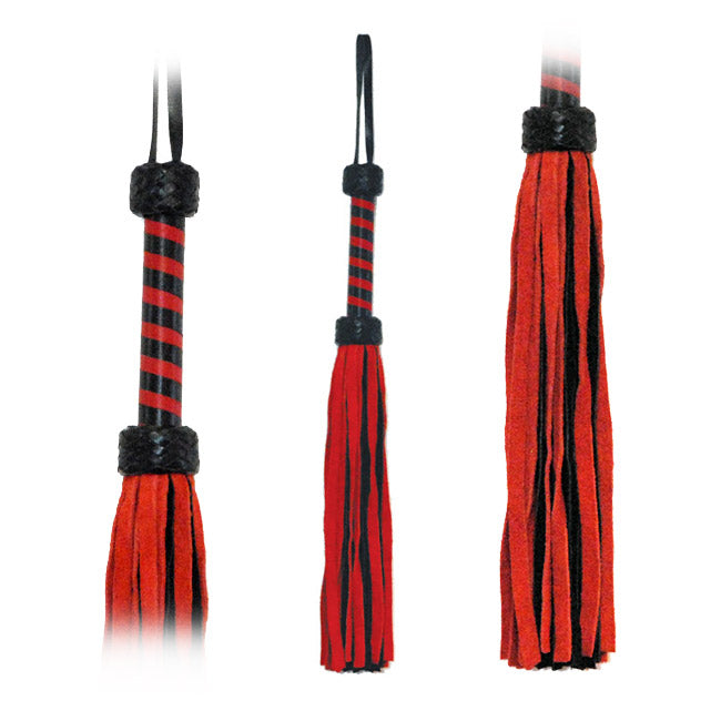 Flogger Suede Tails 18in - Black or Red - BDSM - The Naughty & Nice District - Adult Sex Toy Store