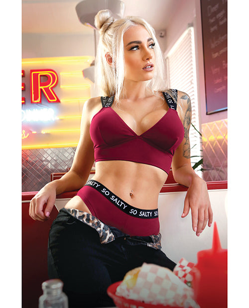 Vibes So Salty Long Line Bra & Cheeky Panty Berry Bliss - Bra & Panty Sets - The Naughty & Nice District - Adult Sex Toy Store