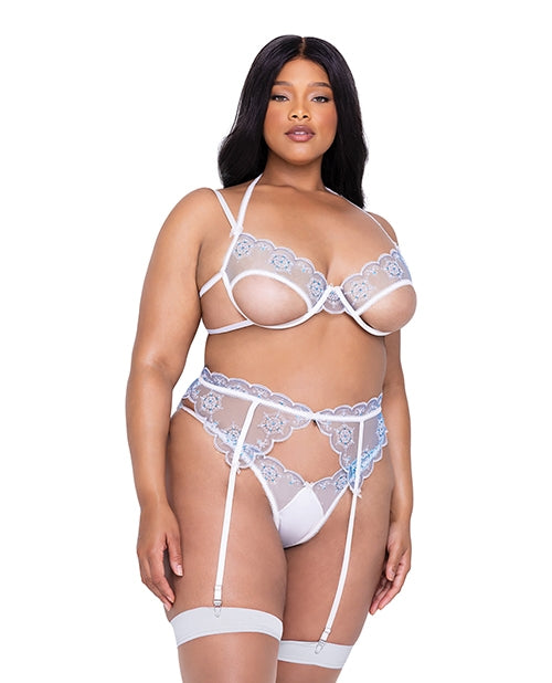 Holiday Snow Queen Metallic Snowflake Embroidered Bra & High Waisted Thong - Closeouts - The Naughty & Nice District - Adult Sex Toy Store