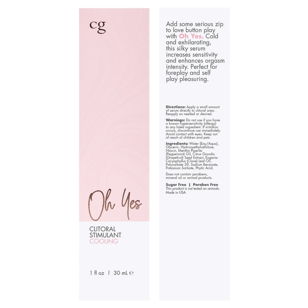 OH YES Cooling Clitoral Stimulant - Fragrance Free 1oz | 30mL - Lubes - The Naughty & Nice District - Adult Sex Toy Store