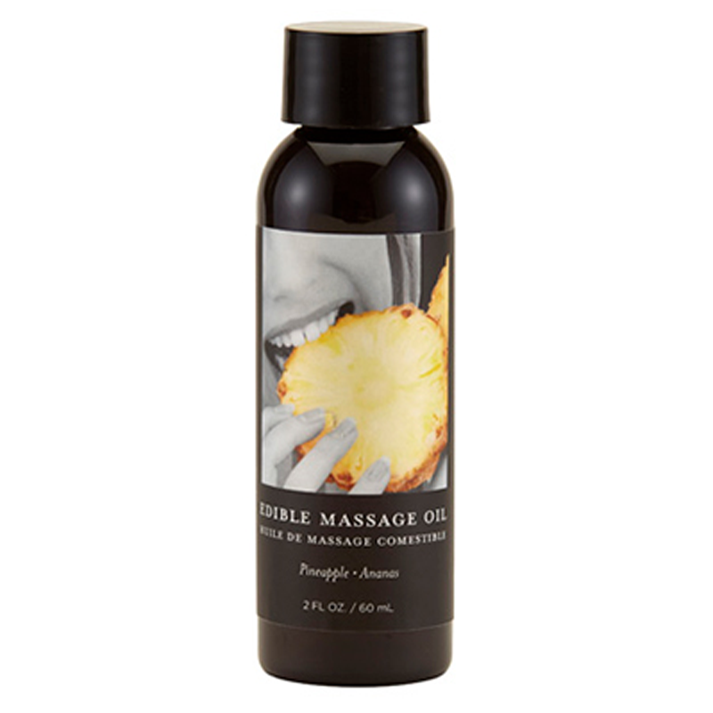 Edible Massage Oil Pineapple - 8 fl oz / 237 ml & 2 fl oz / 60 ml - Lubes - The Naughty & Nice District - Adult Sex Toy Store