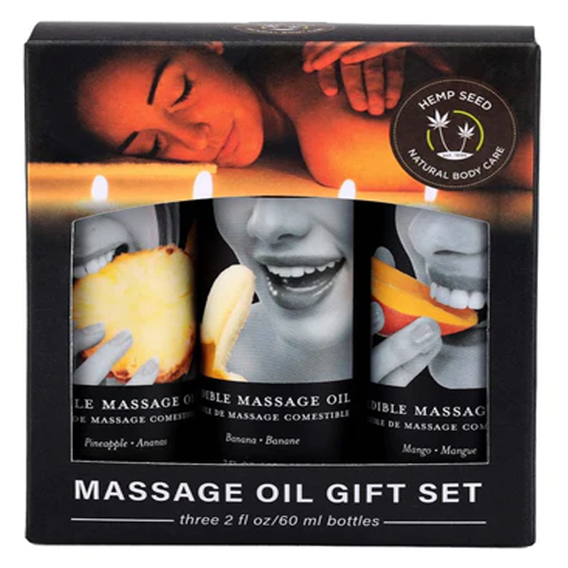 Edible Massage Oil Gift Set: Tropical & Original 2 fl oz / 60 ml - Lubes - The Naughty & Nice District - Adult Sex Toy Store