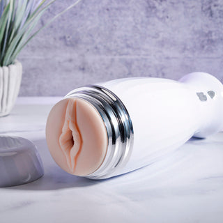 Zero Tolerance THE THRUSTING RECHARGEABLE STROKER  WHITE/CHROME - For Him - The Naughty & Nice District - Adult Sex Toy Store