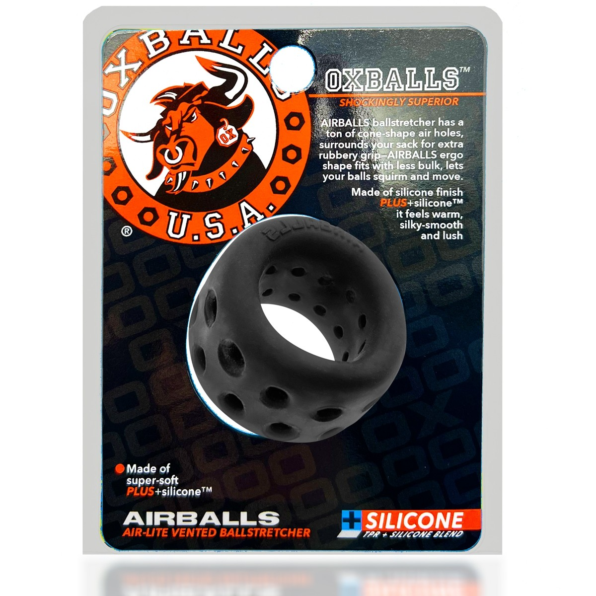 AIRBALLS AIR-LITE Ballstretcher - Best-Selling Design with Soft PLUS+SILICONE™ Blend, Ventilation Holes, Unique Ergo Dip, Stacking Compatible - For Him - The Naughty & Nice District - Adult Sex Toy Store