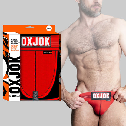 SLINGJOCK upthrust slider-strap jock, RED HOT, LARGE - Menswear - The Naughty & Nice District - Adult Sex Toy Store