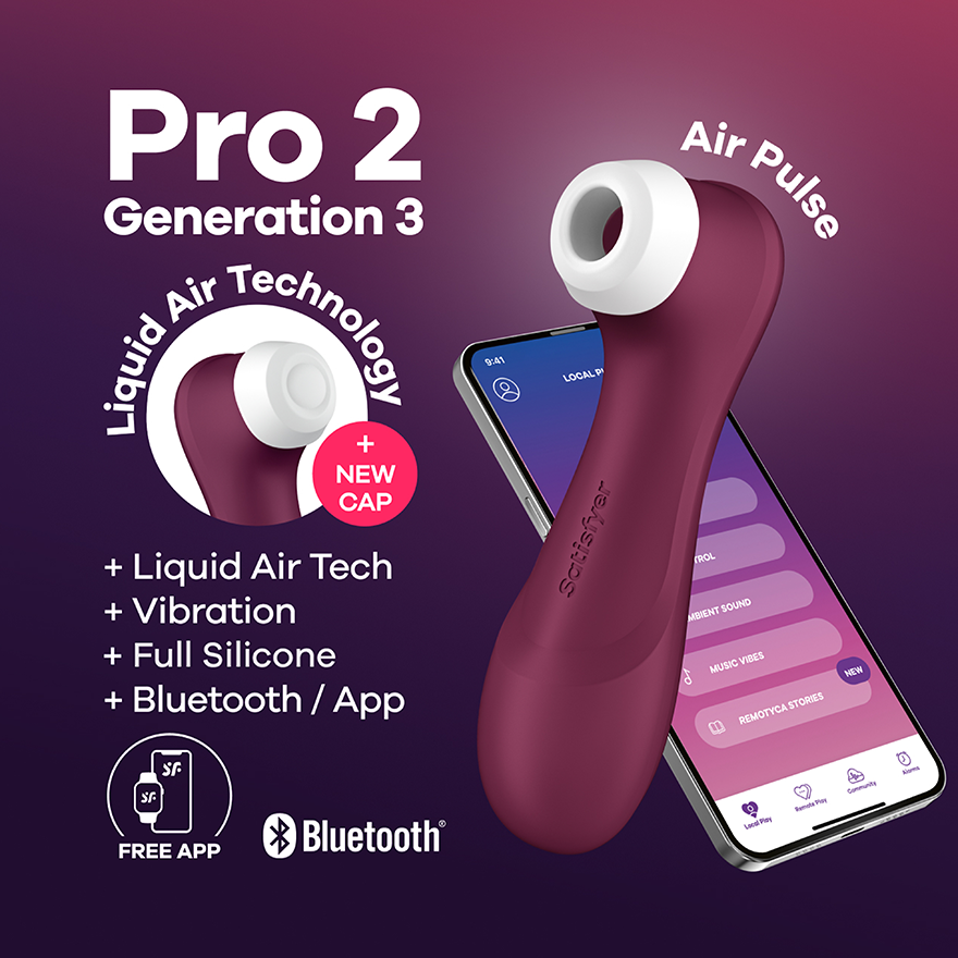 Satisfyer, Pro 2 Generation 3 Connect App - Wine Red - Clitoral Pulse - The Naughty & Nice District - Adult Sex Toy Store