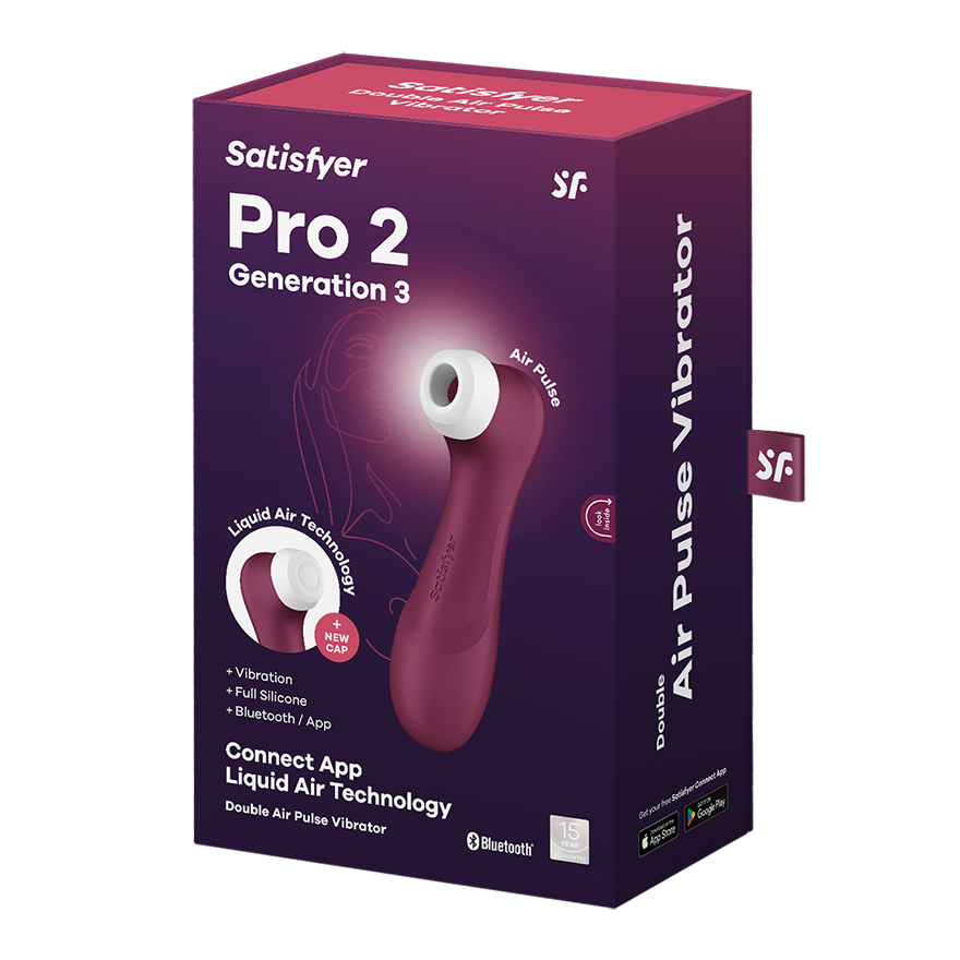 Satisfyer, Pro 2 Generation 3 Connect App - Wine Red - Clitoral Pulse - The Naughty & Nice District - Adult Sex Toy Store