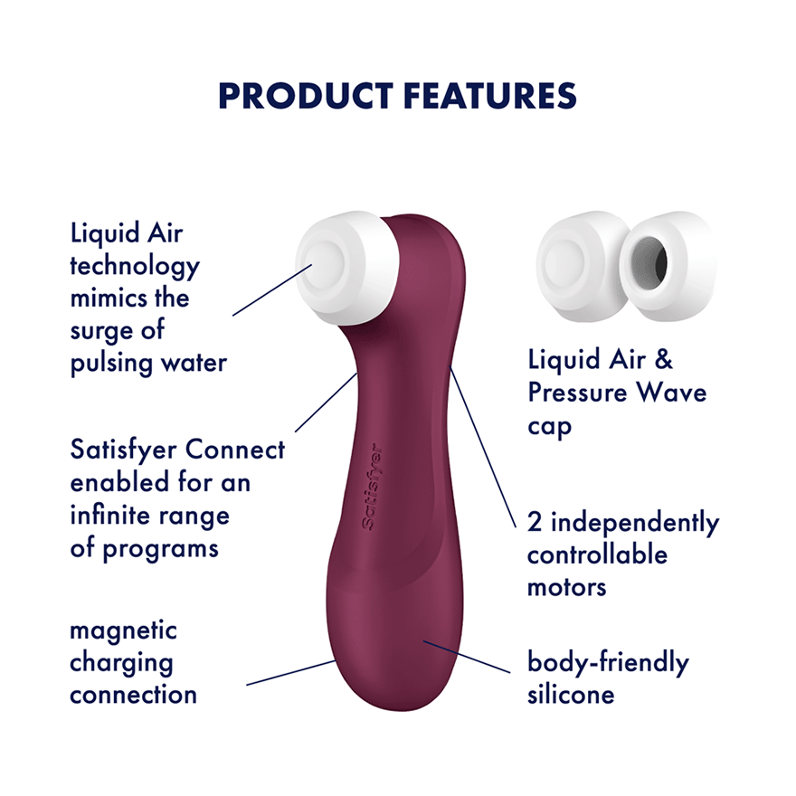 Satisfyer, Pro 2 Generation 3 Connect App - Wine Red - Clitoral Pulse - The Naughty & Nice District - Adult Sex Toy Store