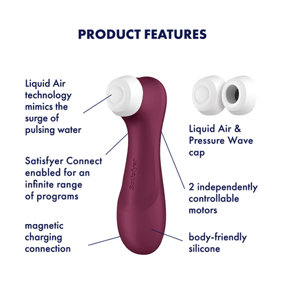 Satisfyer, Pro 2 Generation 3 Connect App - Wine Red - Clitoral Pulse - The Naughty & Nice District - Adult Sex Toy Store