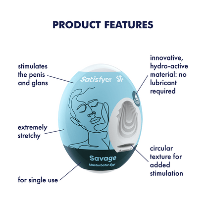 Masturbator Egg Single (Savage) Light Blue - For Him - The Naughty & Nice District - Adult Sex Toy Store