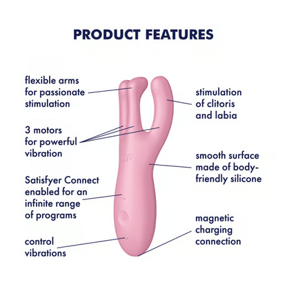 Satisfyer, Threesome 4 - Pink - VIbrators - The Naughty & Nice District - Adult Sex Toy Store