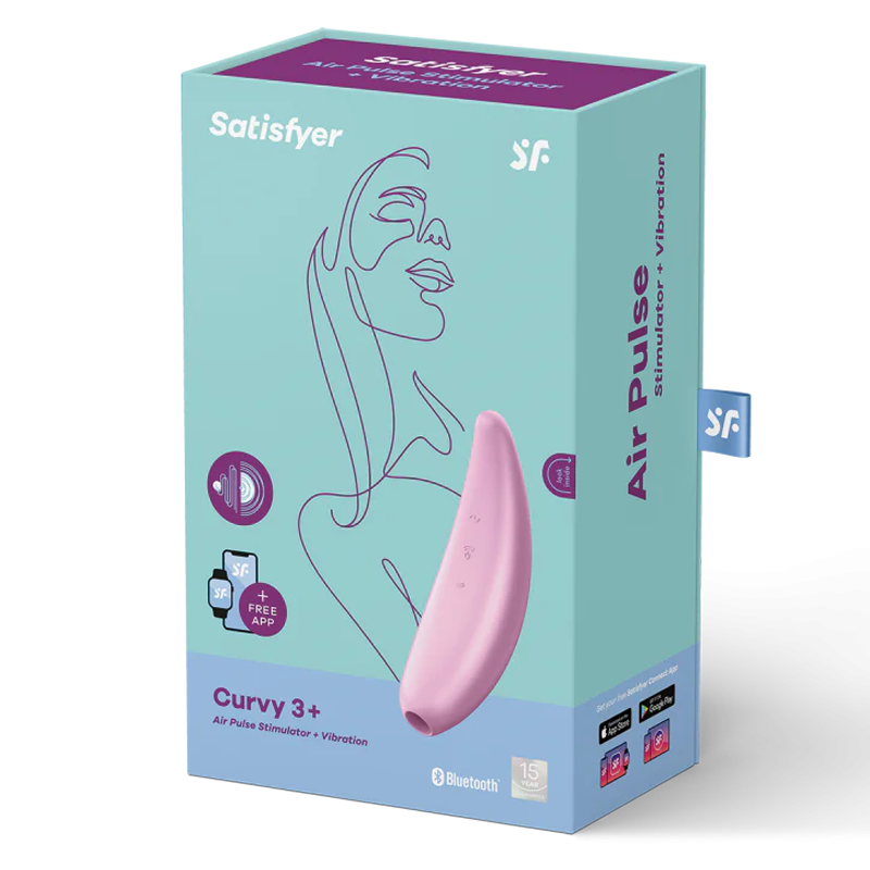 Satisfyer, Curvy 3+ - Pink - Clitoral Pleasure with a balance of air-pulse stimulation and intense vibrations. - Clitoral Pulse - The Naughty & Nice District - Adult Sex Toy Store