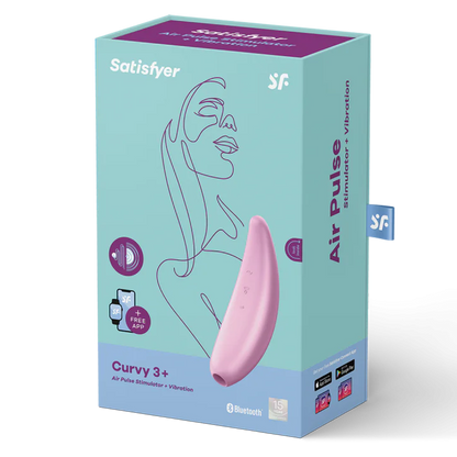 Satisfyer, Curvy 3+ - Pink - Clitoral Pleasure with a balance of air-pulse stimulation and intense vibrations. - Clitoral Pulse - The Naughty & Nice District - Adult Sex Toy Store