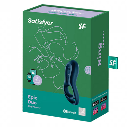 Satisfyer, Epic Duo Dark Blue - Vibrating Cock Rings - The Naughty & Nice District - Adult Sex Toy Store