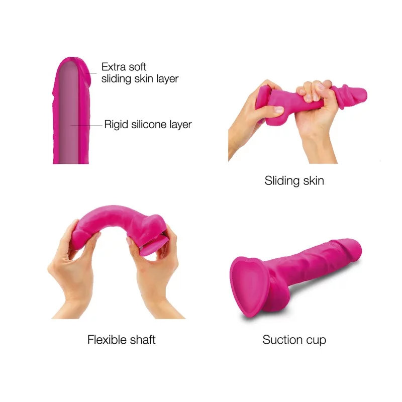 SLIDING SKIN REALISTIC DILDO FUCHSIA S - Dongs & Dildos - The Naughty & Nice District - Adult Sex Toy Store