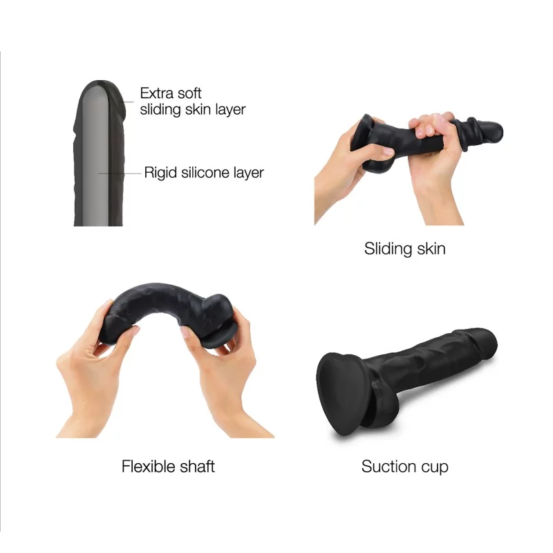 SLIDING SKIN REALISTIC DILDO BLACK L - Dongs & Dildos - The Naughty & Nice District - Adult Sex Toy Store