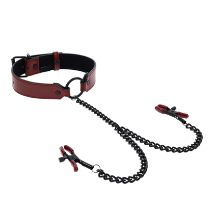 Saffron Collar with Nipple Clamps - BDSM - The Naughty & Nice District - Adult Sex Toy Store