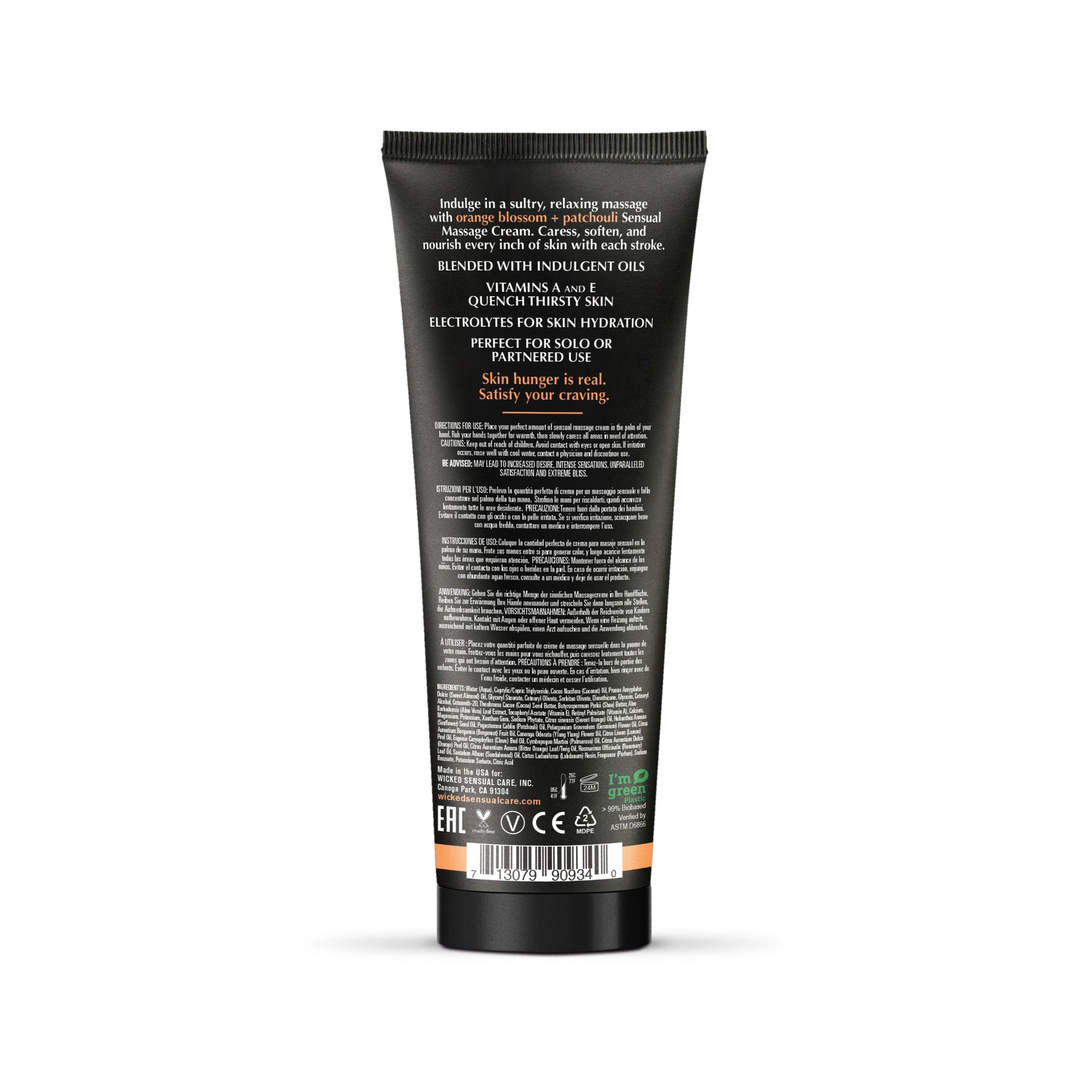 Orange Blossom + Patchouli Massage Cream 4oz - Lubes - The Naughty & Nice District - Adult Sex Toy Store